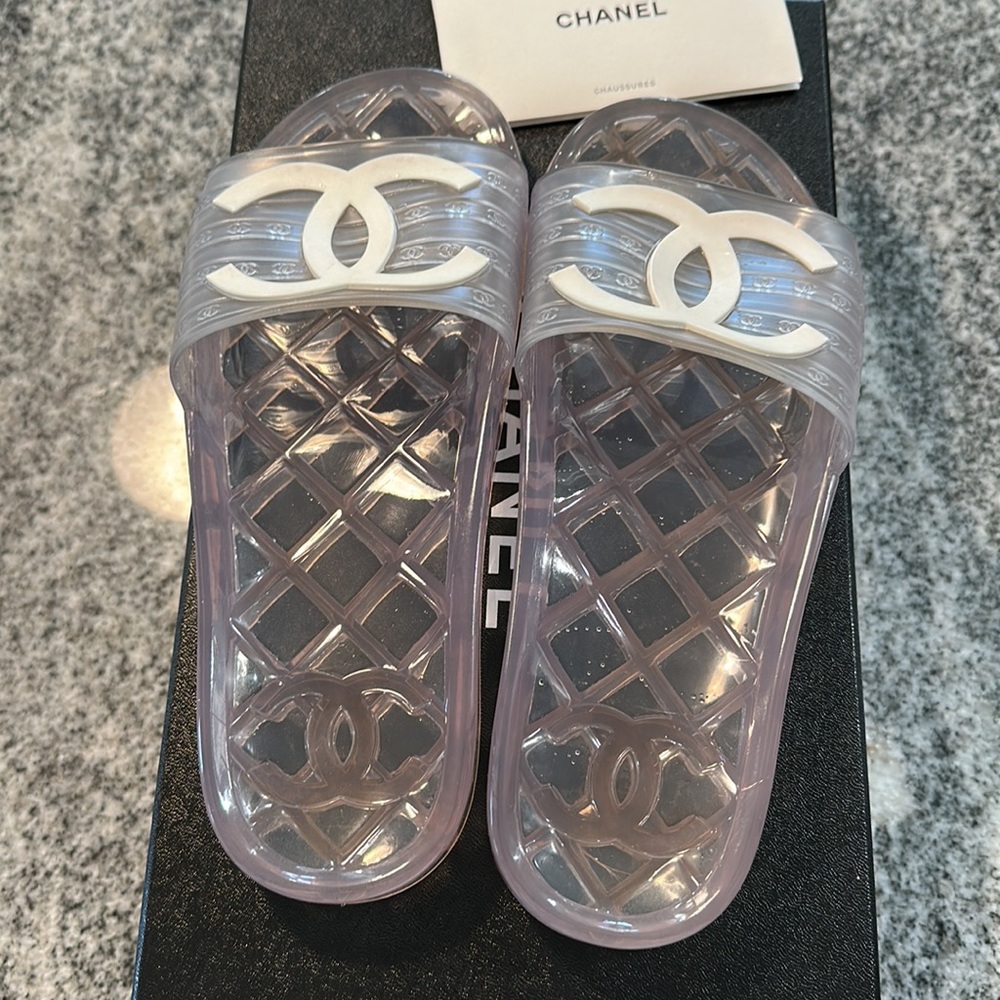 AUTHENTIC Chanel clear slides
